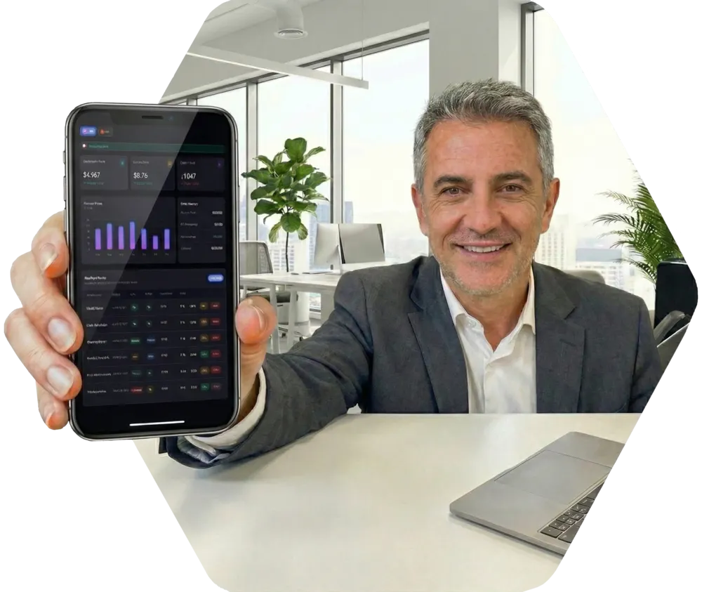 A Syncfully user reviewing delivery performance and routing rules on the mobile dashboard